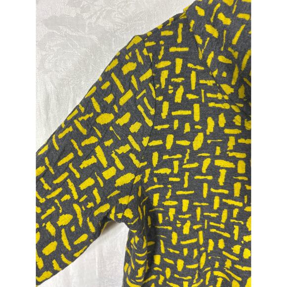 Ali Miles Top Small PETITE Gray Chartreuse Abstract Cowl Turtleneck Patch Pocket - Picture 4 of 10